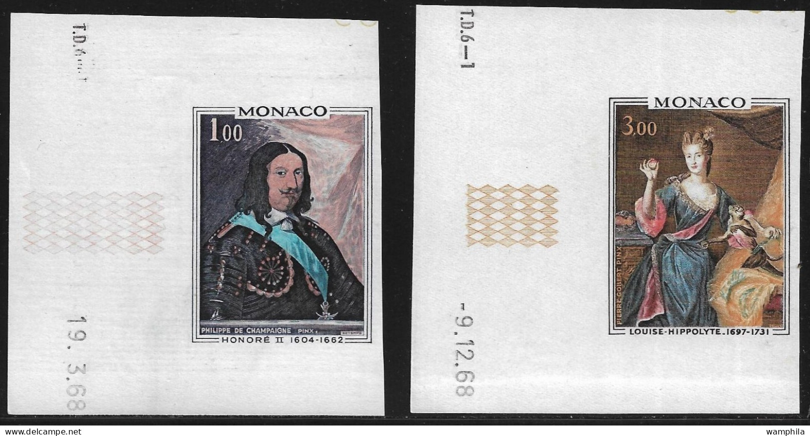Monaco N°797/98** Non Dentelé Avec Coin Daté, Prince Et Princesse De Monaco. - Plaatfouten En Curiosa