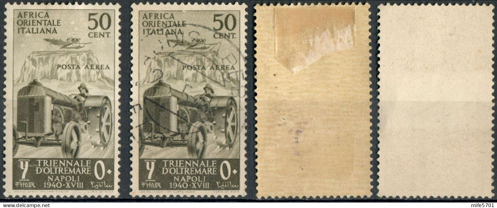 REGNO AFRICA ORIENTALE ITALIANA 1940 A.O.I. P.A. 1ª MOSTRA TRIENNALE D'OLTREMARE C. 50 NUOVO (MLH) E USATO SASSONE A16 - Italiaans Oost-Afrika
