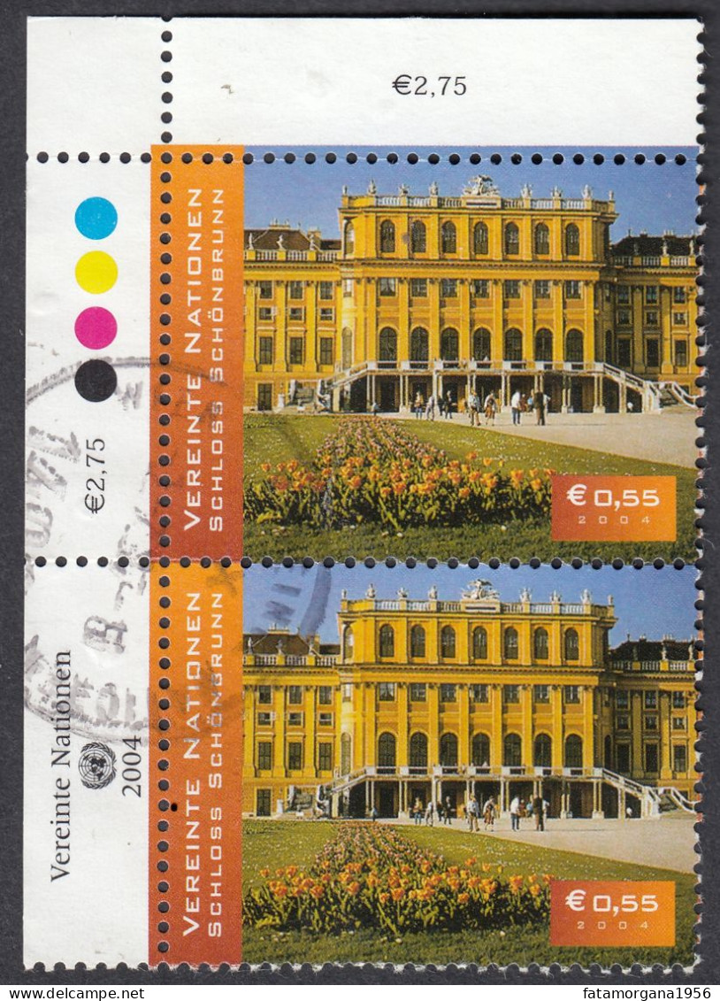 UNO - ONU - Ufficio Di Vienna - 2004 - Coppia Di Yvert 422 Usati Uniti Fra Loro, In Angolo Di Foglio - Oblitérés