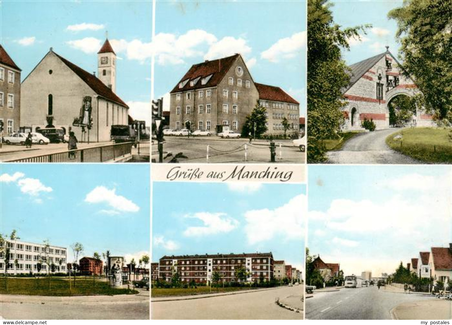 73872452 Manching Ortsansichten Kirche Wohnsiedlung Hochhaeuser Manching - Manching