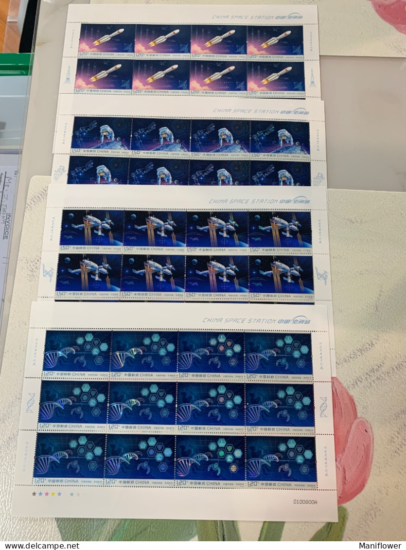 China Stamp Space Station 2022 MNH 4 Whole Sheet Un-cut - Poste Aérienne