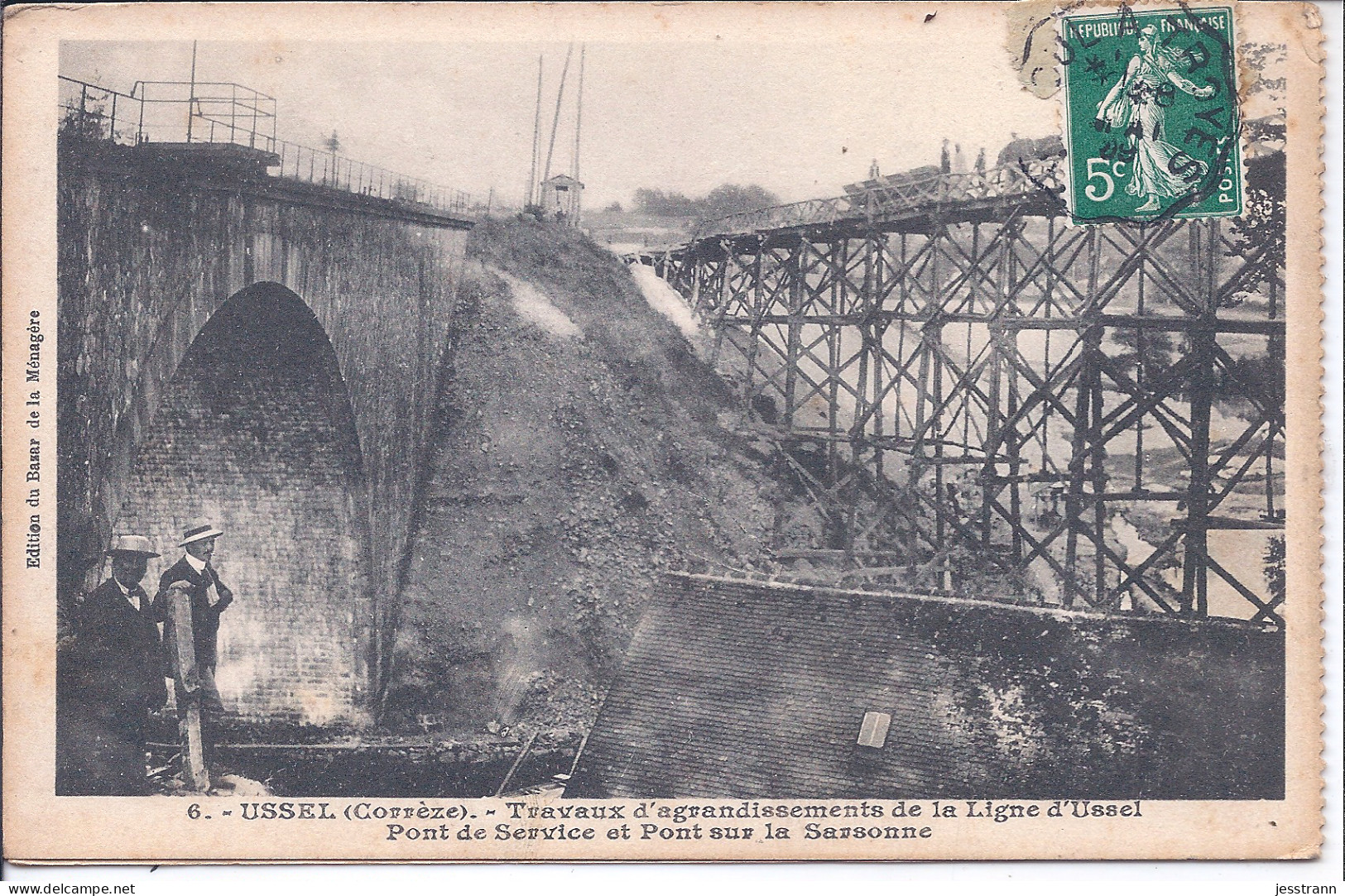 USSEL- RARE ENSEMBLE DE DEUX CARTES AVEC FEUILLET POUR CORRESPONDANCE- LA GARE ET TRAVAUX SUR LA LIGNE D USSEL - Ussel