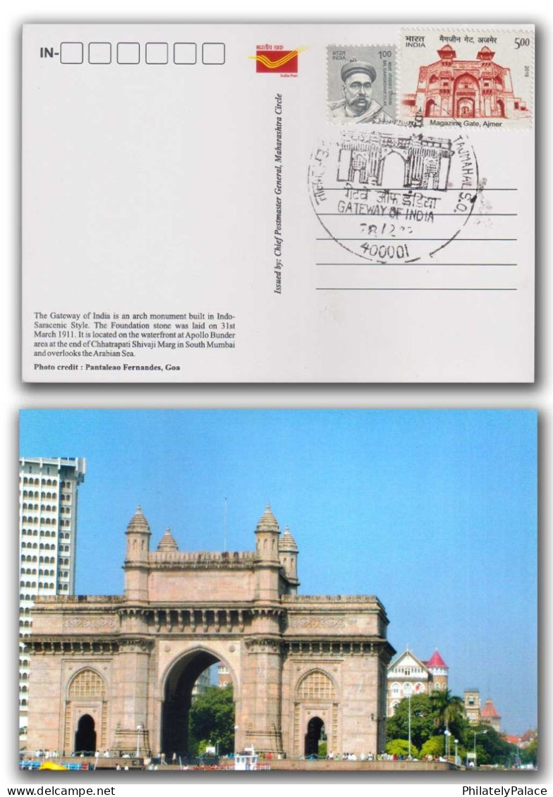 India 2023 Gateway Of India, Mumbai,George V, Emperor,Taj Mahal PO ,Indo Islamic Architecture, Postcard (*) Inde - Cartas & Documentos