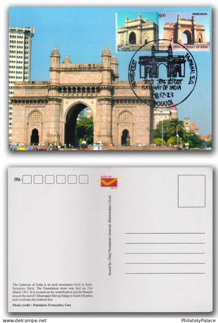 India 2023 Gateway Of India, Mumbai,George V, Emperor,Taj Mahal PO ,Indo Islamic Architecture, Postcard (*) Inde - Lettres & Documents