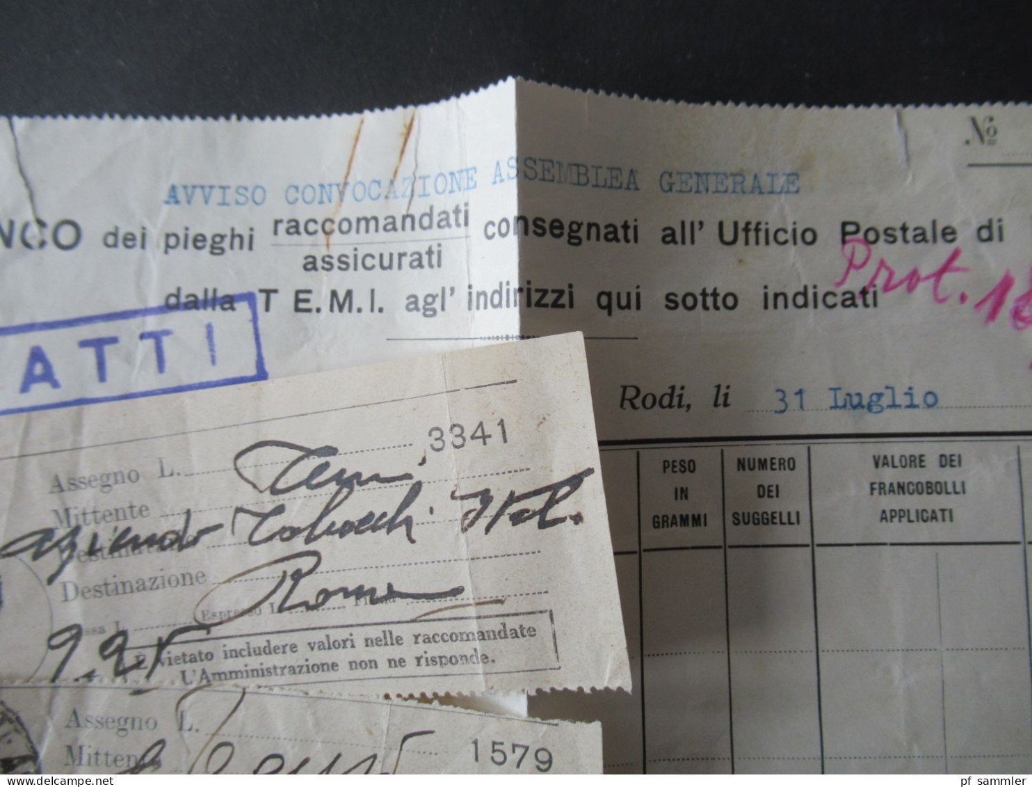 Italien 1939 / Rodi / Rhodos / Isole Italiane Dell'Egeo / Stempel Rodi Ageo / Raccomandati Violetter Stempel Ra1 ATTI - Ägäis (Rodi)