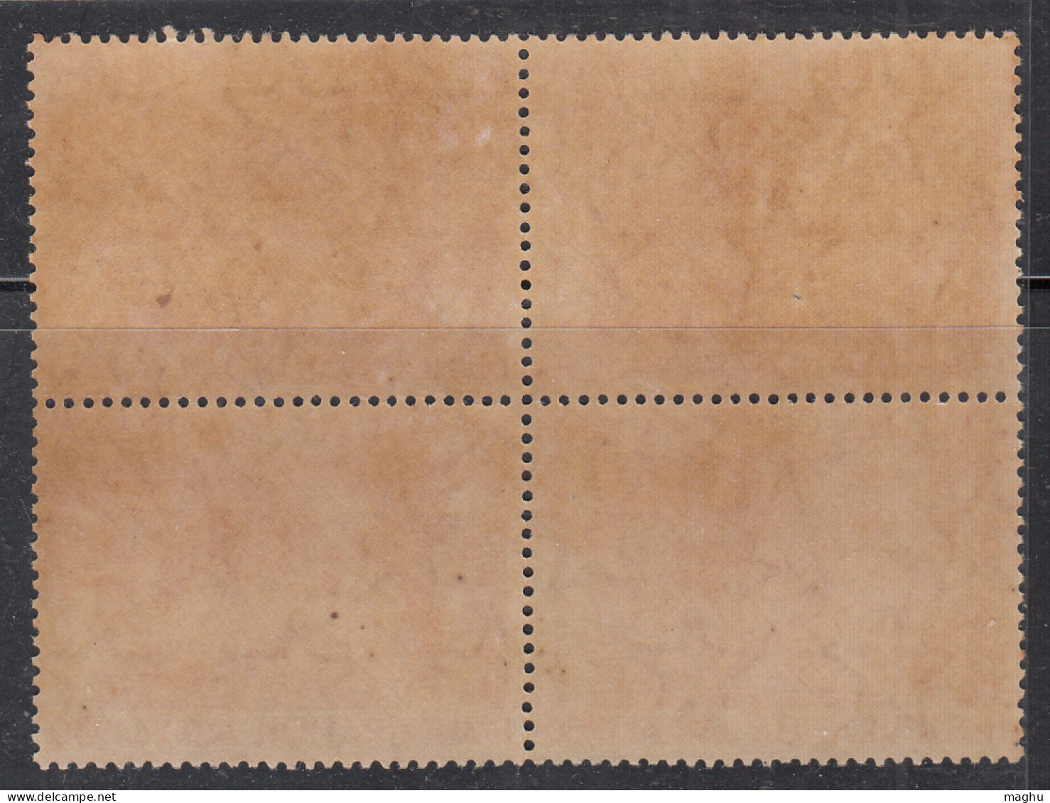 Block Of 4, 2a Republic Inaguration, India MNH 1950, Flag, Music Instrument,  - Blocks & Kleinbögen