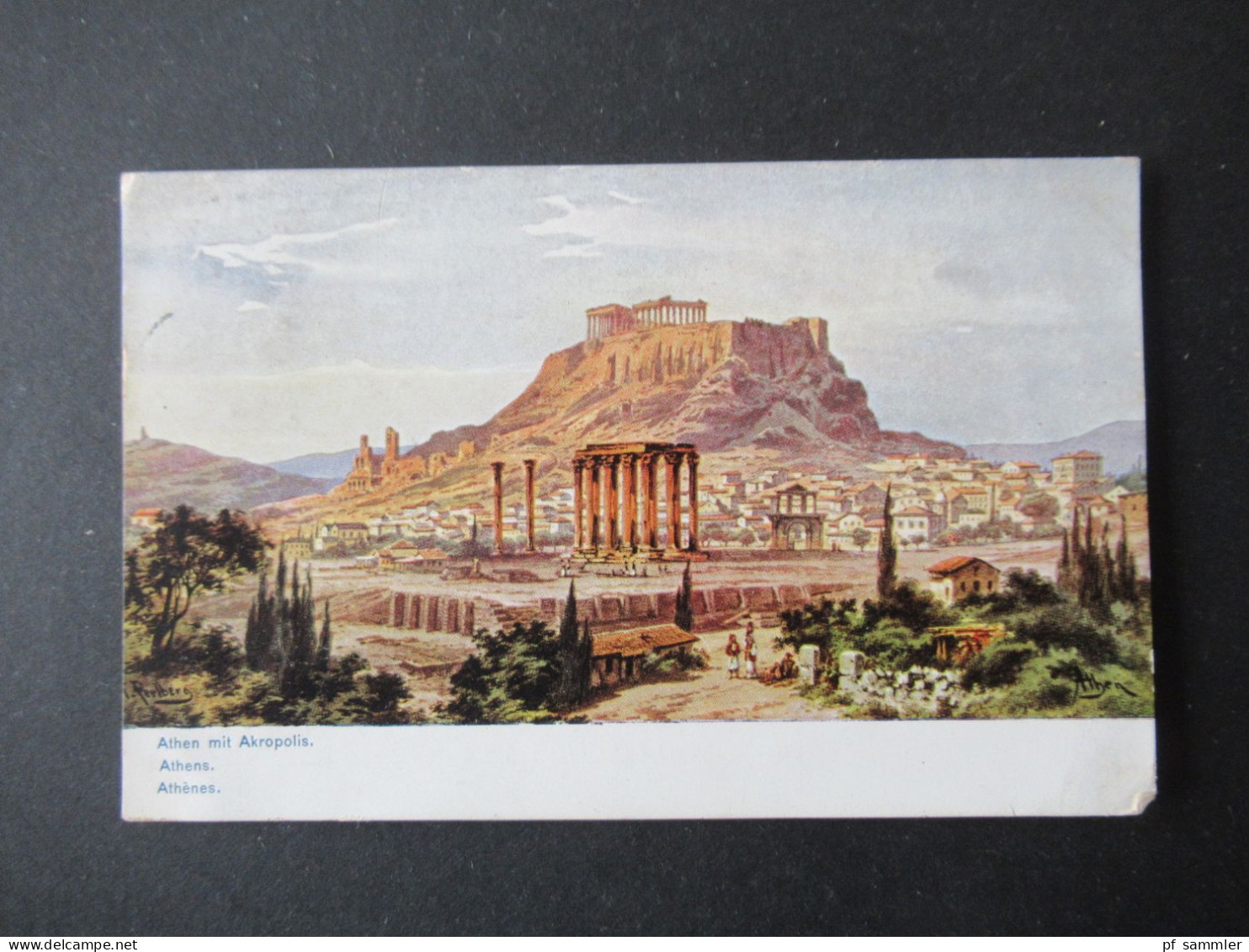 Griechenland Um 1906 PK Athen Mit Akropolis Gesendet An Frau Major Von Basse Villa Fortuna Bad Oeynhausen - Storia Postale