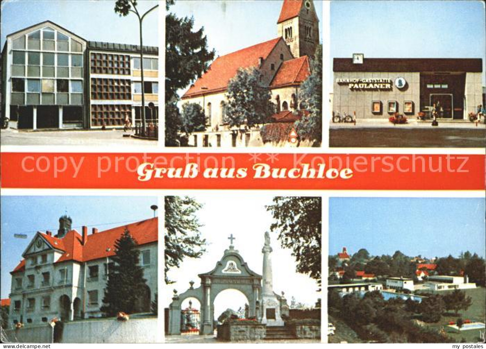 41963619 Buchloe Teilansichten Kirche Bahnhof Gaststaette Schwimmbad Buchloe - Buchloe