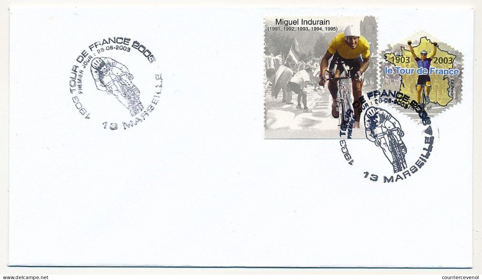 FRANCE - Env Affr 0,50e Tour De France - Obl Premier Jour 13 MARSEILLE 28/06/2003 - Ciclismo