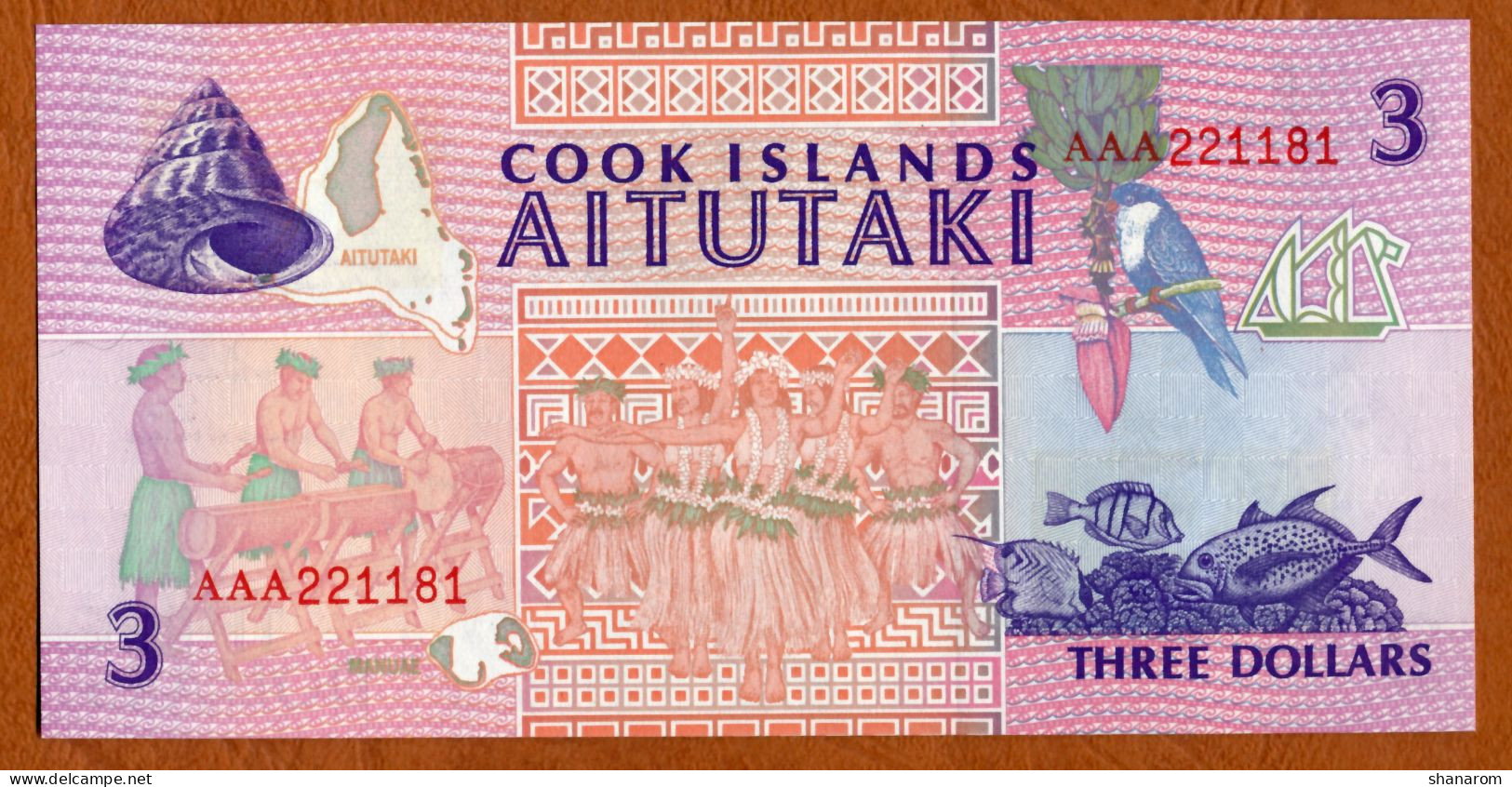 1992 // COOK ISLANDS // AITUTAKI // THREE DOLLARS // UNC // NEUF - Cook