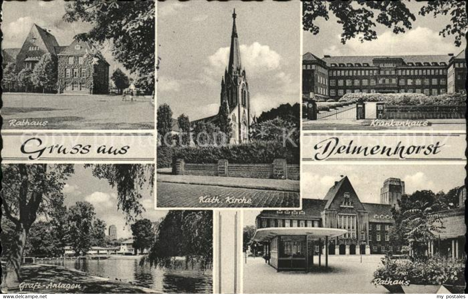 41554130 Delmenhorst Kat. Kirche Rathaus Krankenhaus  Delmenhorst - Delmenhorst