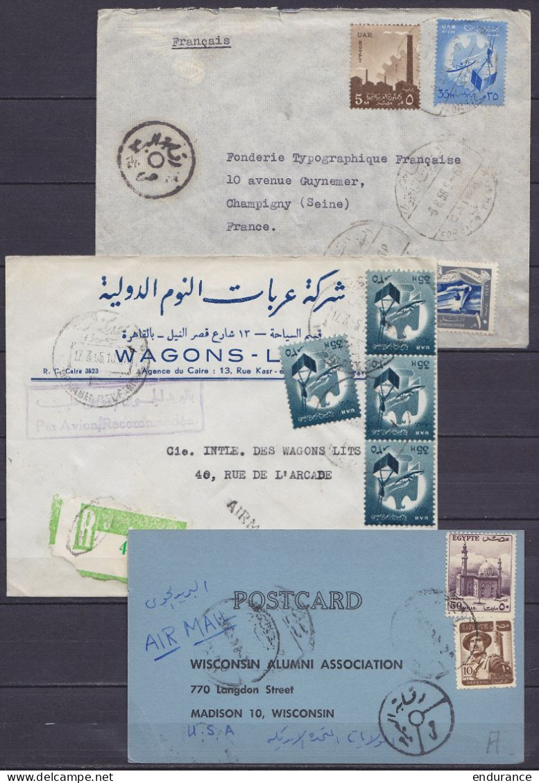 Egypte - lot de 25 CP, lettres et entiers postaux - expéditions et destinations diverses - voir scans