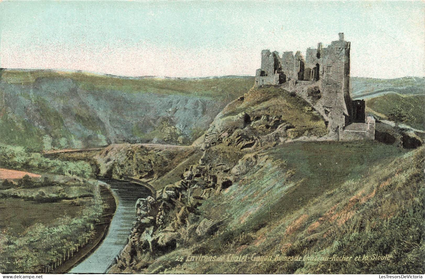 FRANCE - Environs De Chatel Guyon - Les Ruines De Château-Rocher Et La Sioule - Colorisé - Carte Postale Ancienne - Châtel-Guyon