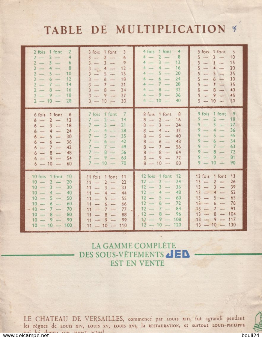 PROTEGE CAHIER ANCIEN CHATEAU DE VERSAILLES      VOIR VERSO  QUELQUES PLIS BORD GAUCHE - Protège-cahiers