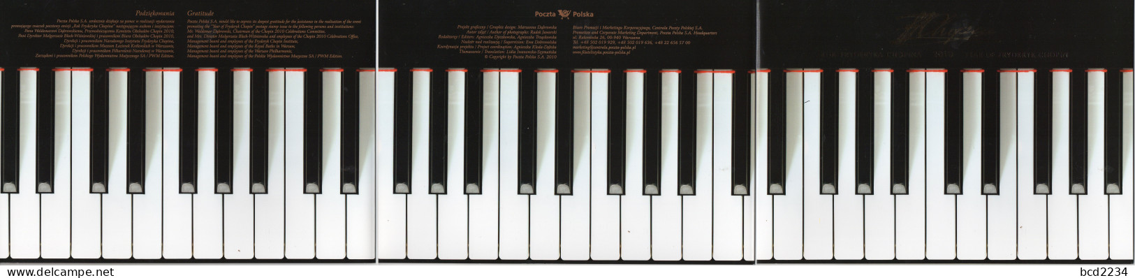 POLAND 2010 POLISH POST OFFICE LIMITED EDITION FOLDER: CHOPIN YEAR MUSIC PIANO KEYBOARD FOLDER COMPOSER FDC MS FRANCE