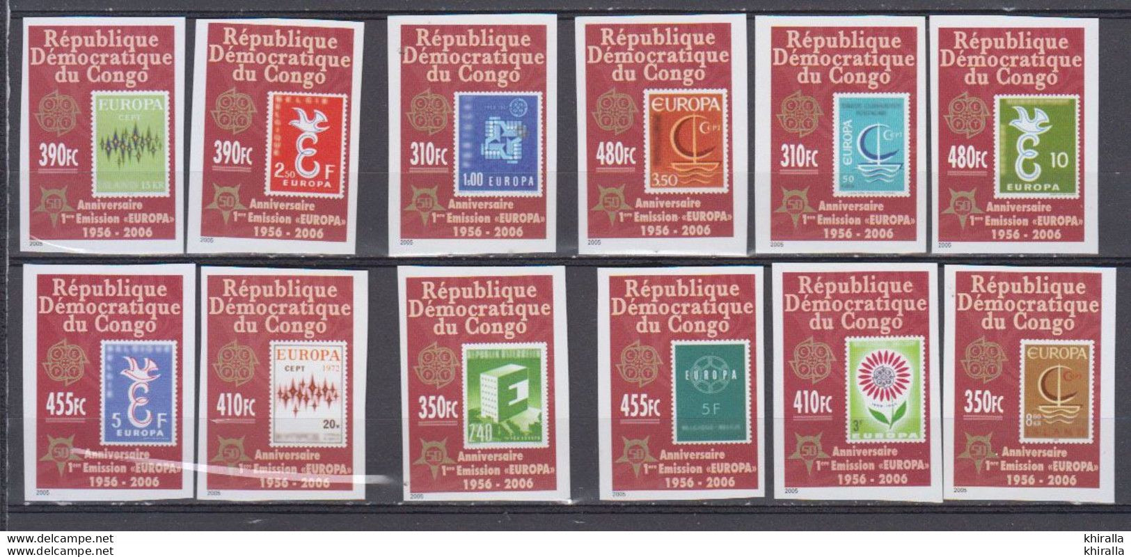 CONGO BELGE  2005  Cinquantenaire Des émissions  Europa  1640/ 1651   COTE  41 € 00 ( Neuf Sans Charniéres )non Dentelé - Mint/hinged