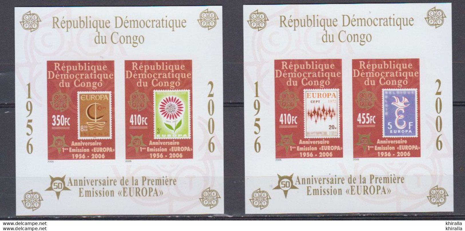 CONGO  BELGE 2005  Cinquantenaire Des émissions  Europa 6  Blocs Spéciaux    90 € 00 ( Neuf Sans Charniéres )non Dentelé - Ongebruikt