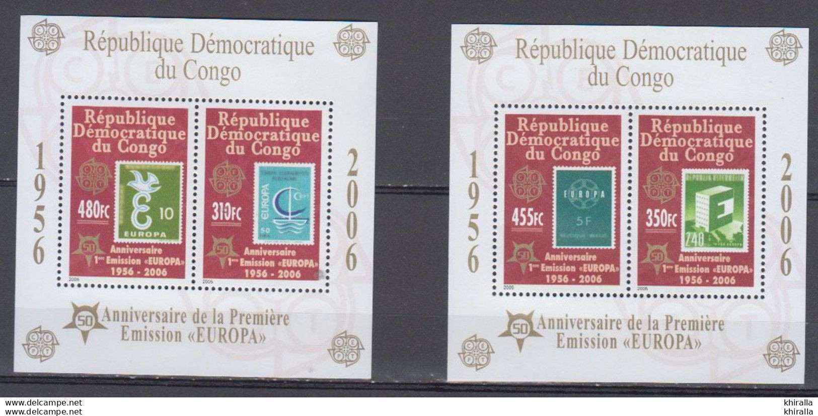 CONGO BELGE 2005  Cinquantenaire Des émissions  Europa 6  Blocs Spéciaux    90 € 00 ( Neuf Sans Charniéres ) - Ongebruikt