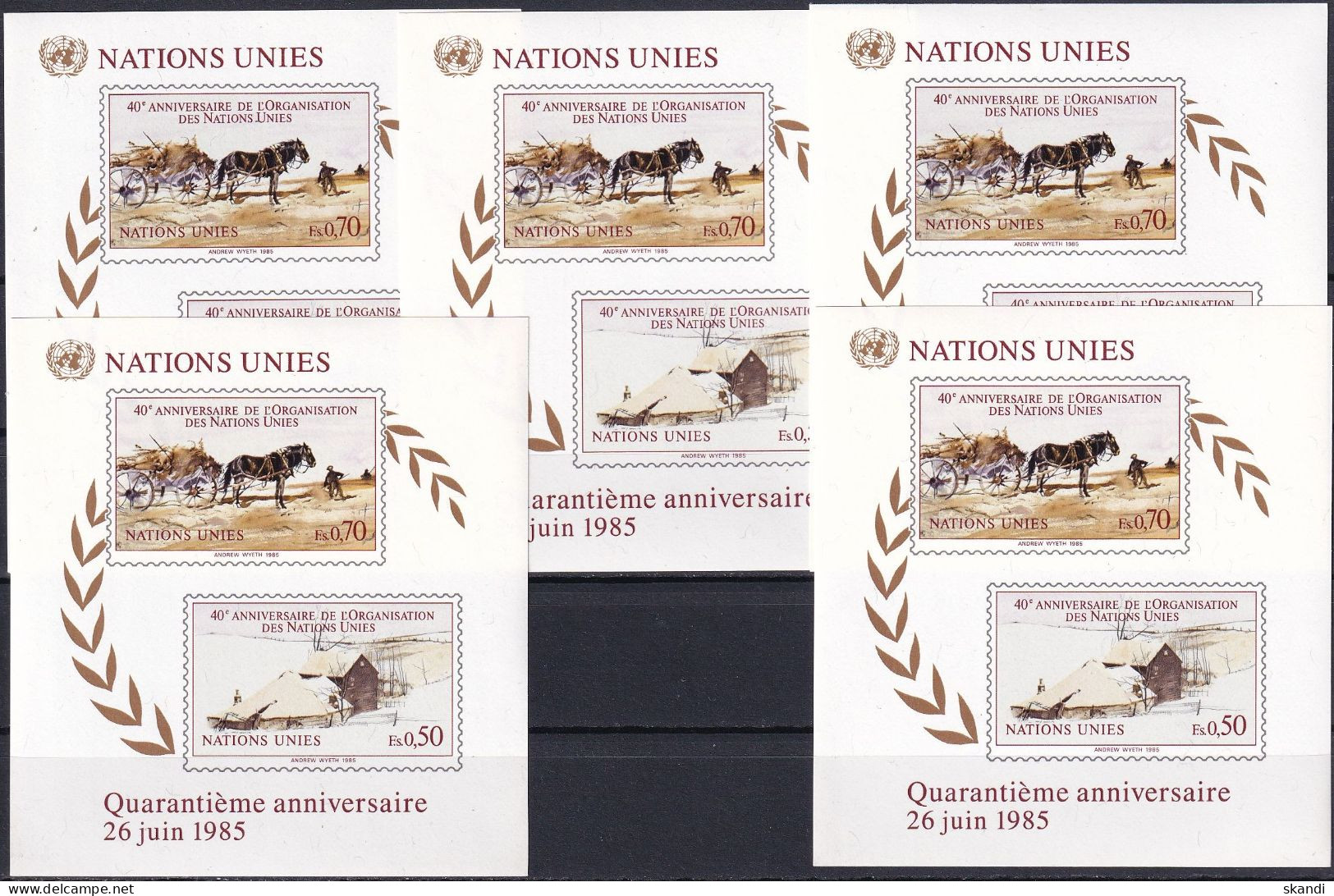 UNO GENF 1985 Mi-Nr. Block 3 5 Stück ** MNH - Blocs-feuillets