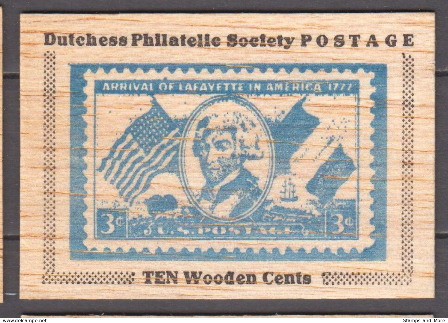 USA - Set Of 13 Stamp Replica's On Wood (Dutchess Philatelic Society, New York) - Schmuck-FDC