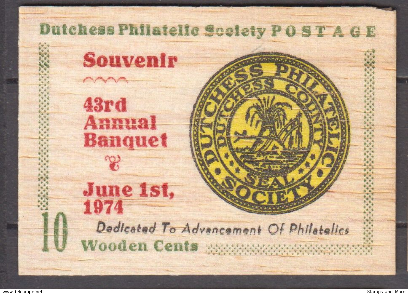 USA - set of 13 stamp replica's on wood (Dutchess Philatelic Society, New York)