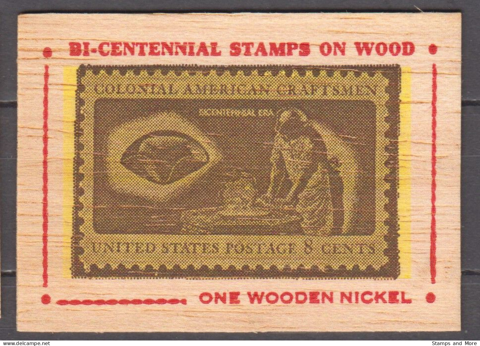 USA - set of 13 stamp replica's on wood (Dutchess Philatelic Society, New York)