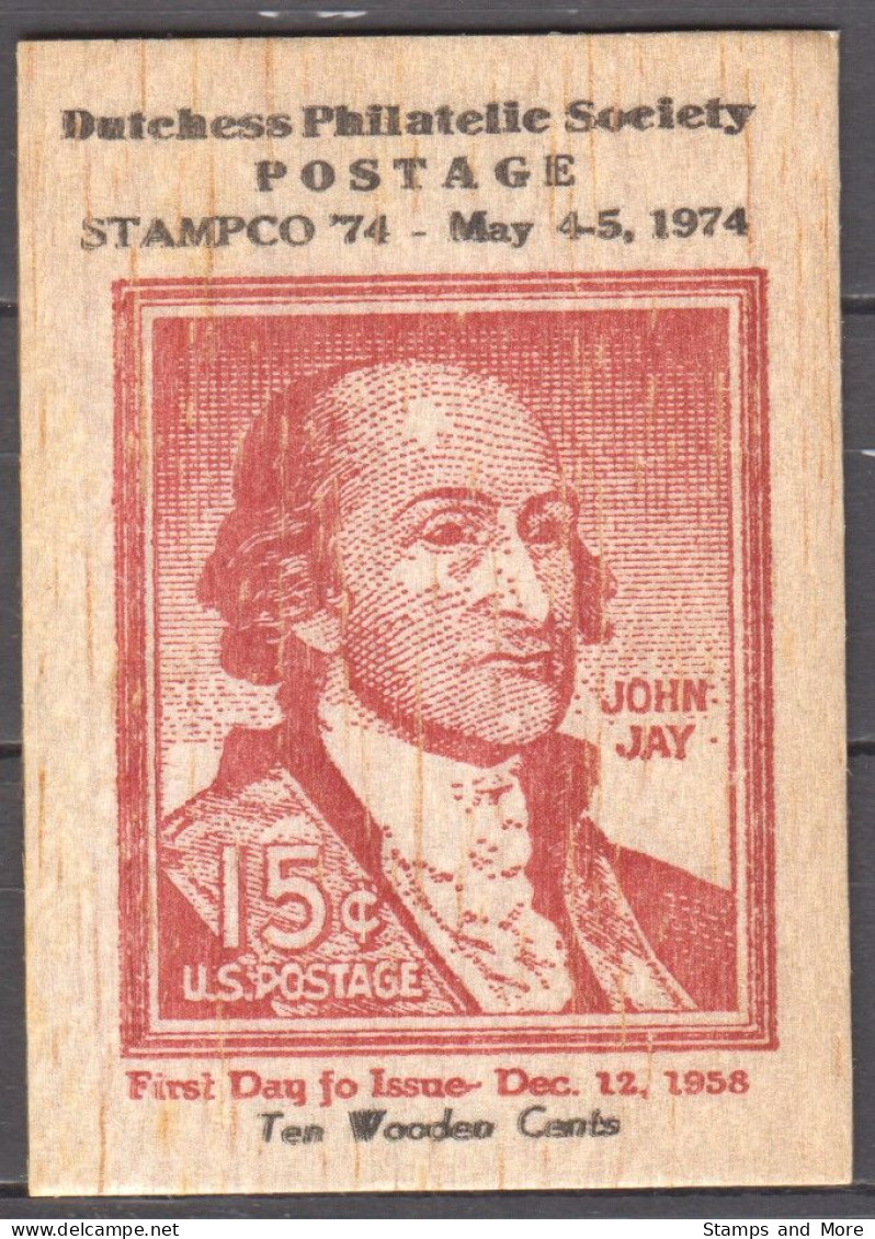 USA - set of 13 stamp replica's on wood (Dutchess Philatelic Society, New York)