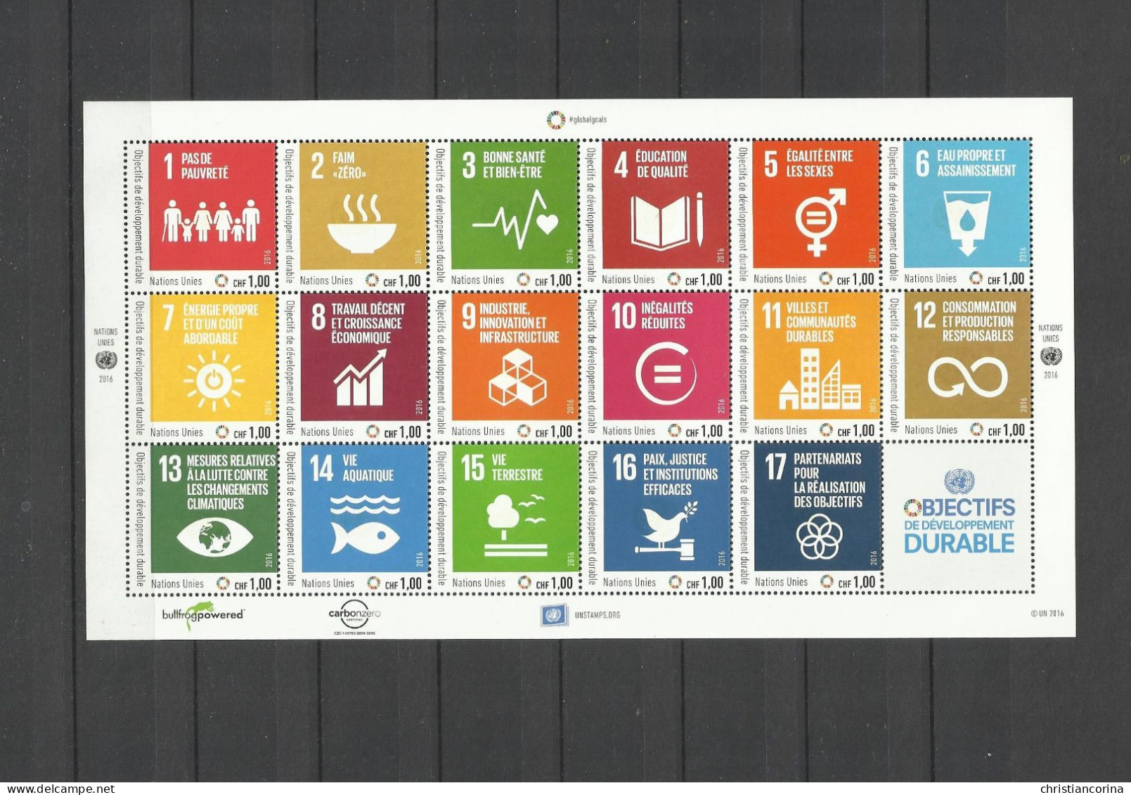 UNITED NATIONS 2016 SUSTAINABLE DEVELOPMENT - Unused Stamps