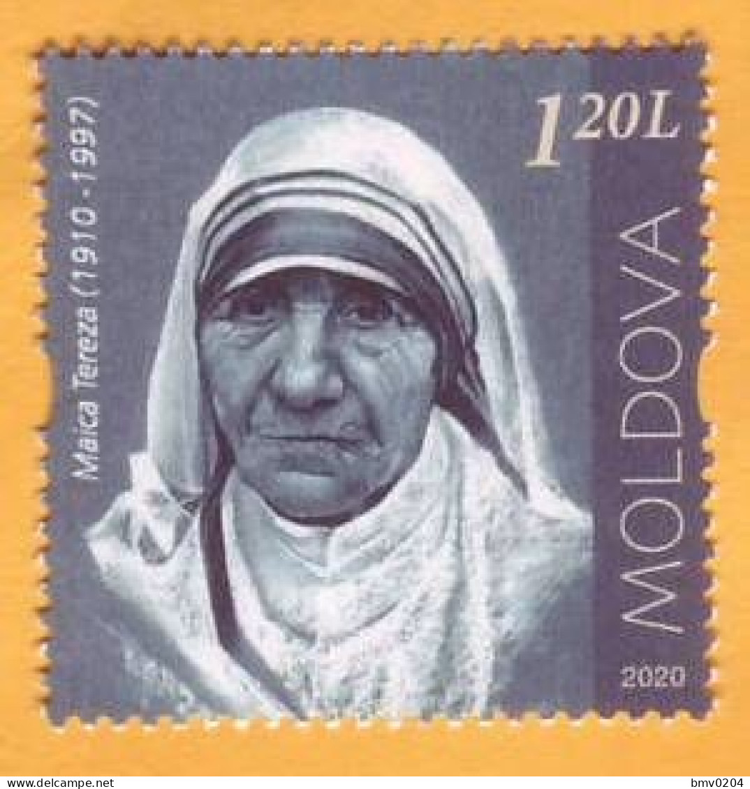 2020  Moldova Moldavie 110 Mother Teresa - 110 Catholic Nun Nobel Prize Kosovo India Religion 1v Mint - Madre Teresa