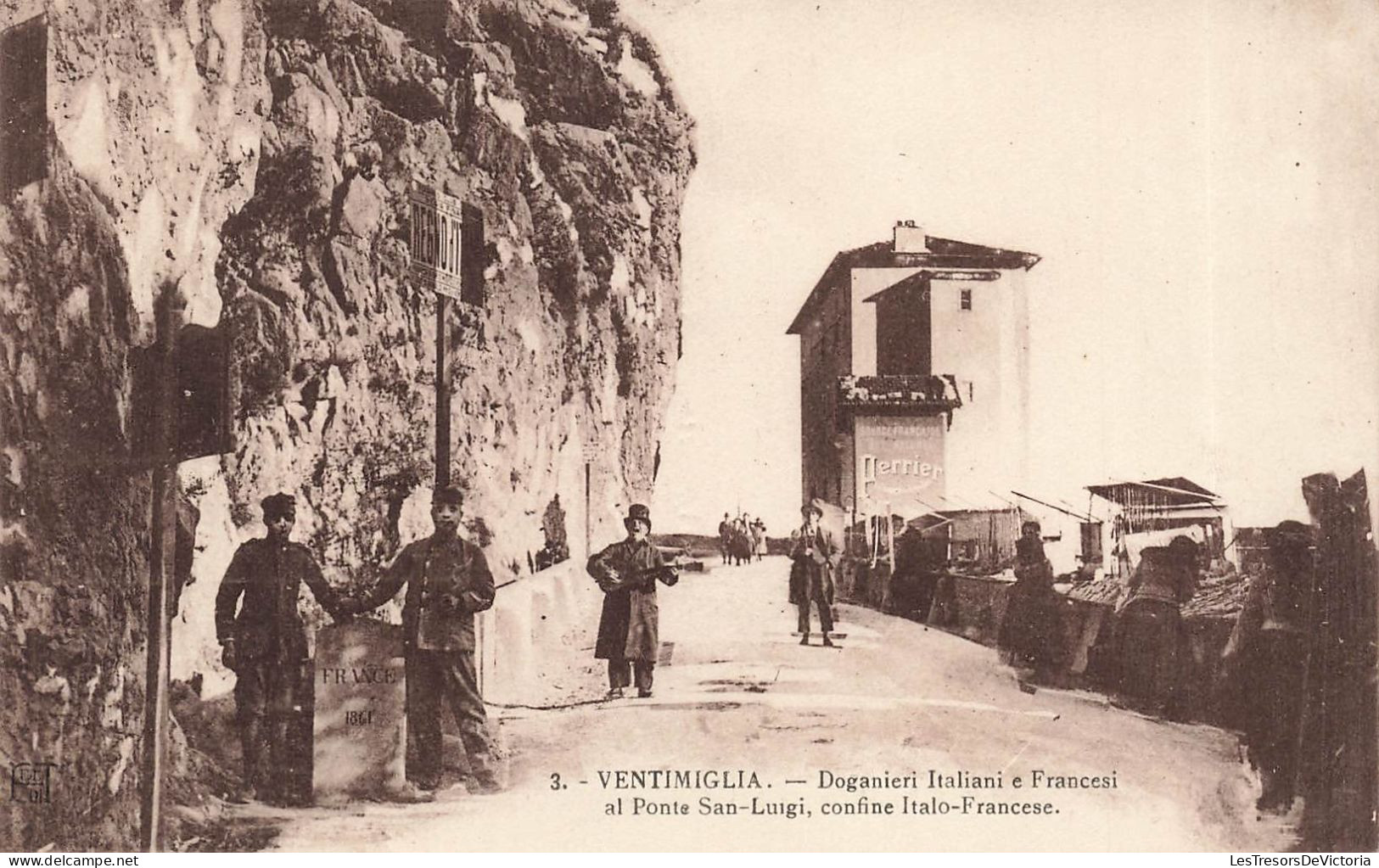 ITALIE - Imperia - Ventimiglia - Doganieri Itaniani E Francesi Al Ponte San Luigi - Animé - Carte Postale Ancienne - Imperia