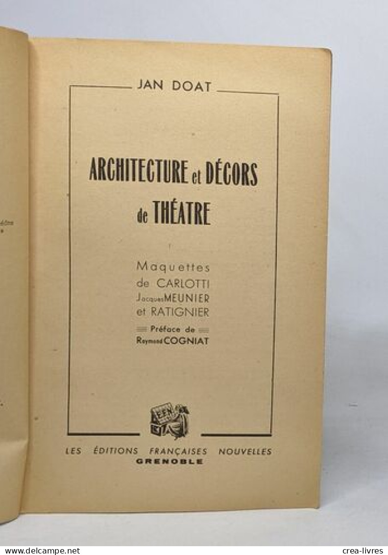 Architecture Et Decors De Theatre - Franse Schrijvers