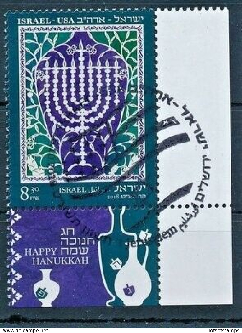 ISRAEL 2018 JOINT ISSUE WITH USA HANUKKAH STAMP MNH WITH 1st DAY POST MARK - Neufs (avec Tabs)