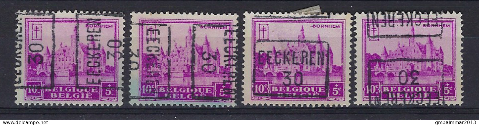 Zegel Nr. 308  Voorafstempeling Nr. 5953 EECKEREN 30 In De 4 Posities , A  B  C  En D ; Staat Zie Scan ! LOT 332 - Rollo De Sellos 1930-..