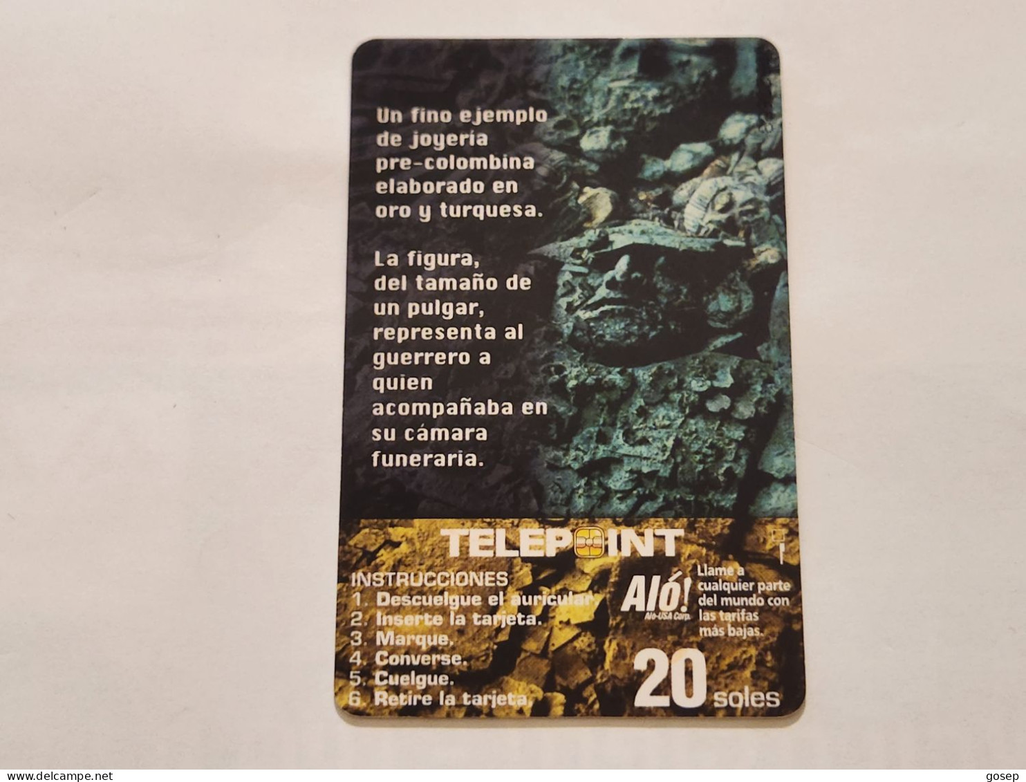 PERU-(PER-TE-90A)-Sipan Hologram-SIP-(78)(5 SOLES)(00923688)(tirage-?)-used Card+1cars Prepiad,free - Peru