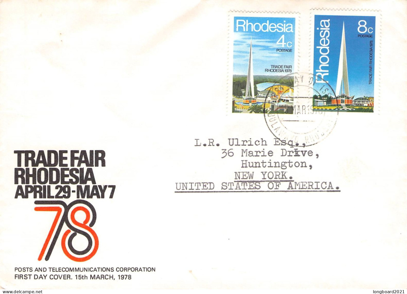 RHODESIA - FDC 1978 TRADE FAIR Mi 204/5 / 4522 - Rhodesia (1964-1980)