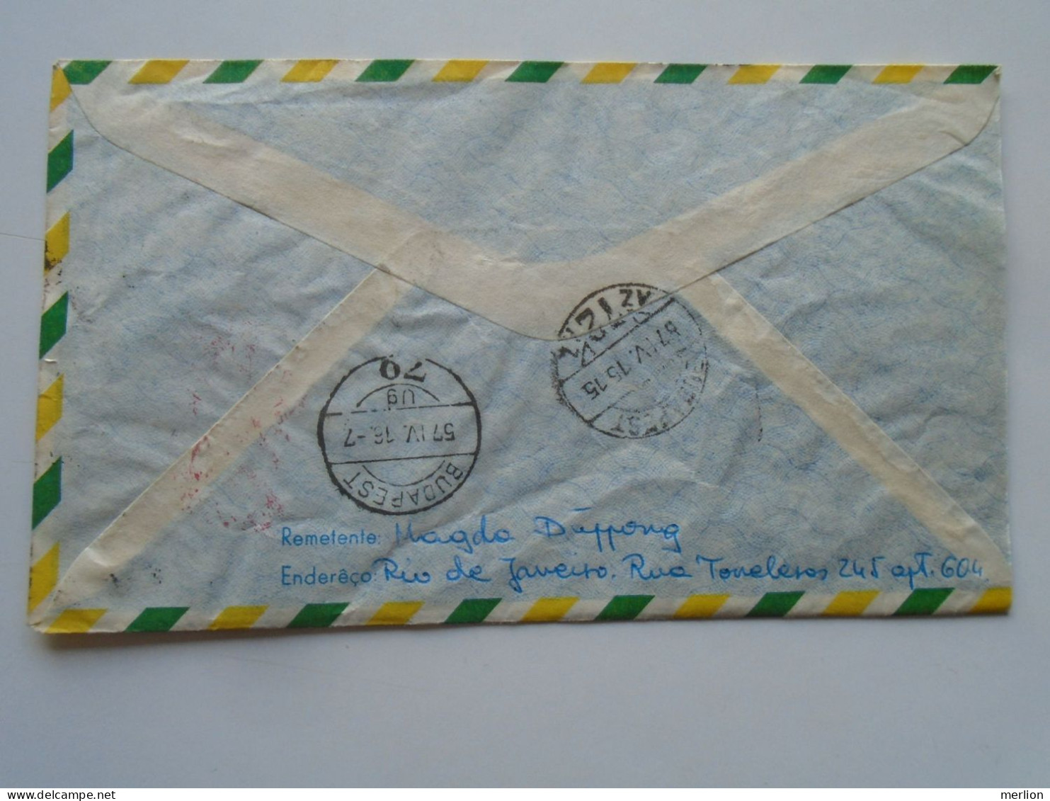 D200596 Brasil Brazil Registered Cover 1957 Rio De Janeiro  Magda Düppong-sent To Hungary  Dánér Károly - Briefe U. Dokumente