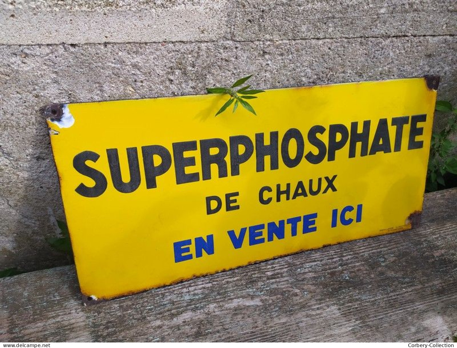Ancienne Plaque Émaillée Super Phosphate Émail Alsacienne de Strasbourg Agricole