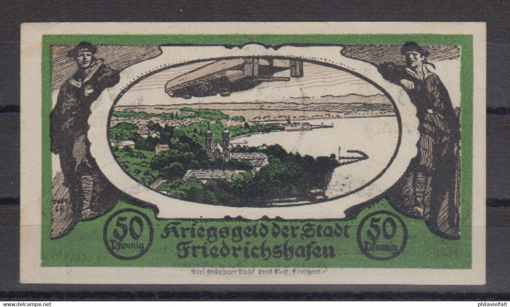 Dt.Reich 1920 50Pf Kriegsgeld Der Stadt Friedrichshafen Mit Abbildung Zeppelin , Gur Erhalten - Unclassified