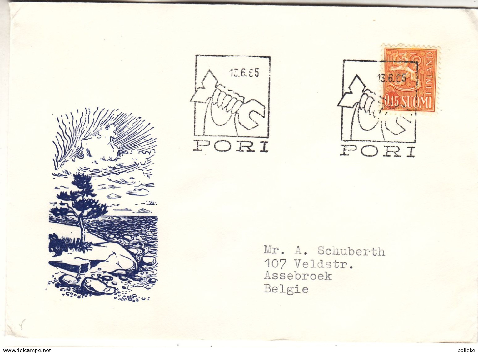 Finlande - Lettre De 1965 - Oblit Pori - Exp Vers Assebroek - - Briefe U. Dokumente