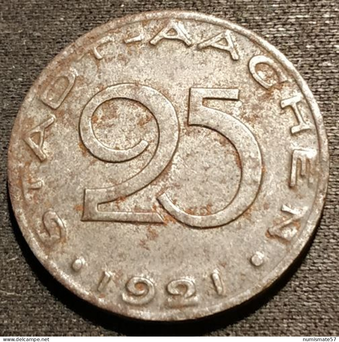 ALLEMAGNE - GERMANY - 25 Pfennig Aachen 1921 - Funck# 1.21 - ( Ours - Bear ) - Monétaires/De Nécessité