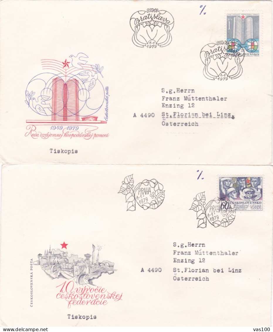 ARCHITECTURE 1979 COVERS  2  FDC CIRCULATED Tchécoslovaquie - FDC