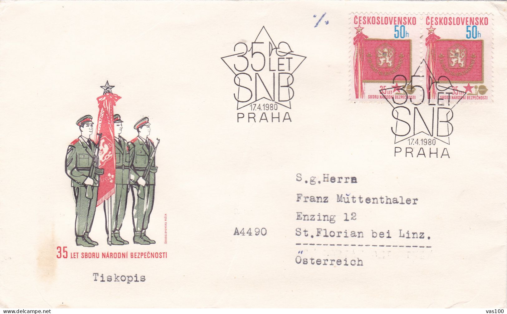 ARMY DAY 1980 COVERS   FDC CIRCULATED Tchécoslovaquie - FDC