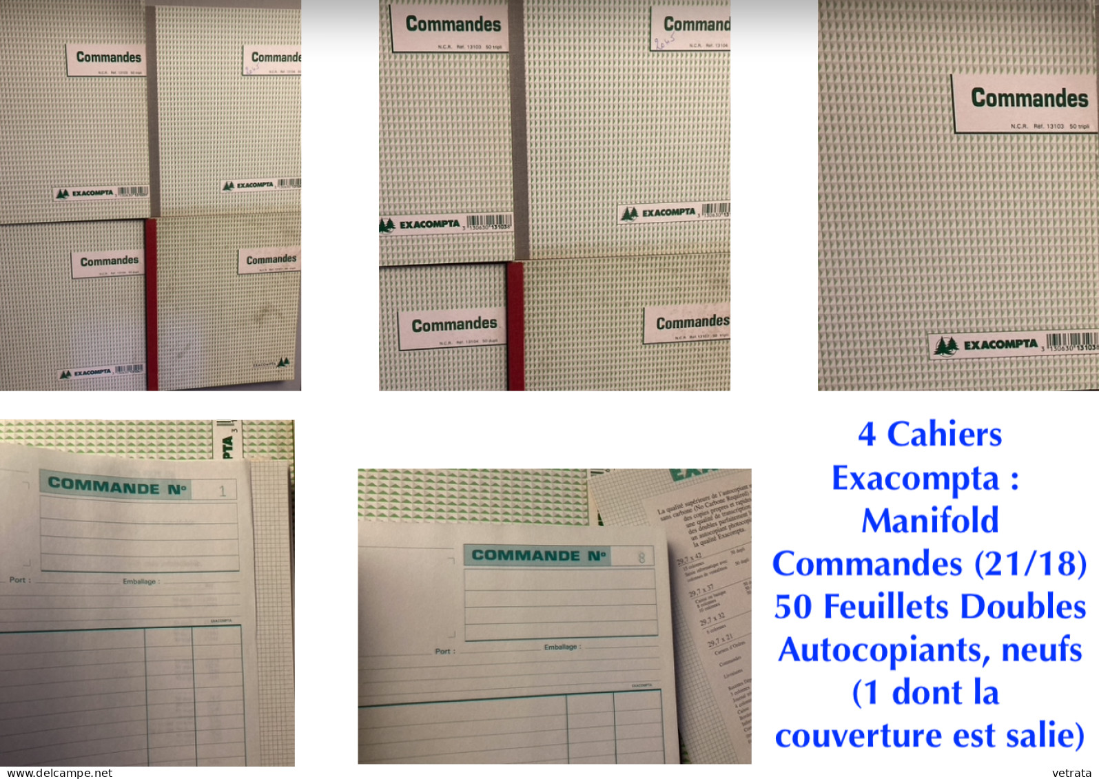 Papeterie Exacompta : 4 Cahiers Commandes / 1 Manifold Autocopiant & 1 Registre + 2 Registres (400 & 200 Pages) & 1 Clas - Materiaal En Toebehoren