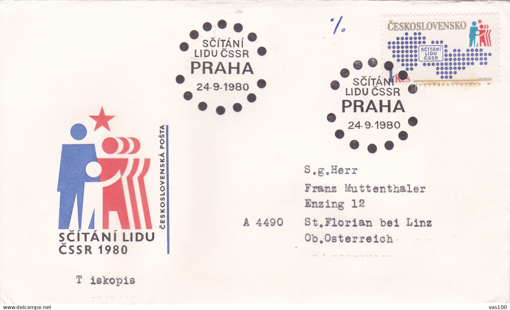 SCITANI LIDU CSSR 1980 COVERS    FDC CIRCULATED Tchécoslovaquie - FDC