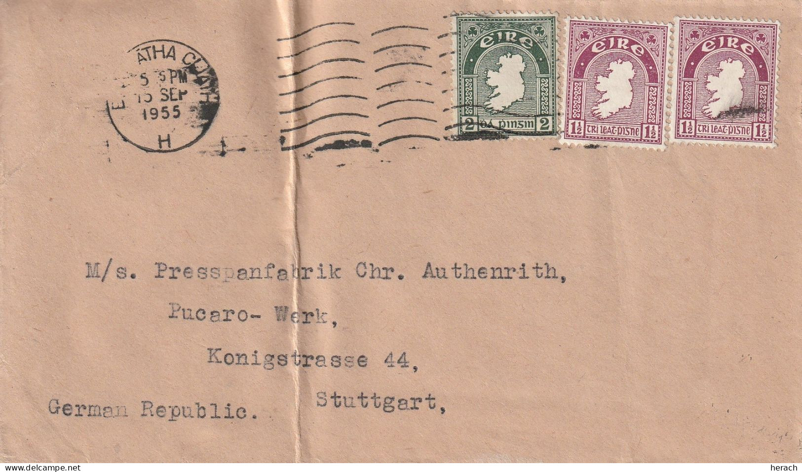 Irlande Lettre Pour L'Allemagne 1955 - Brieven En Documenten