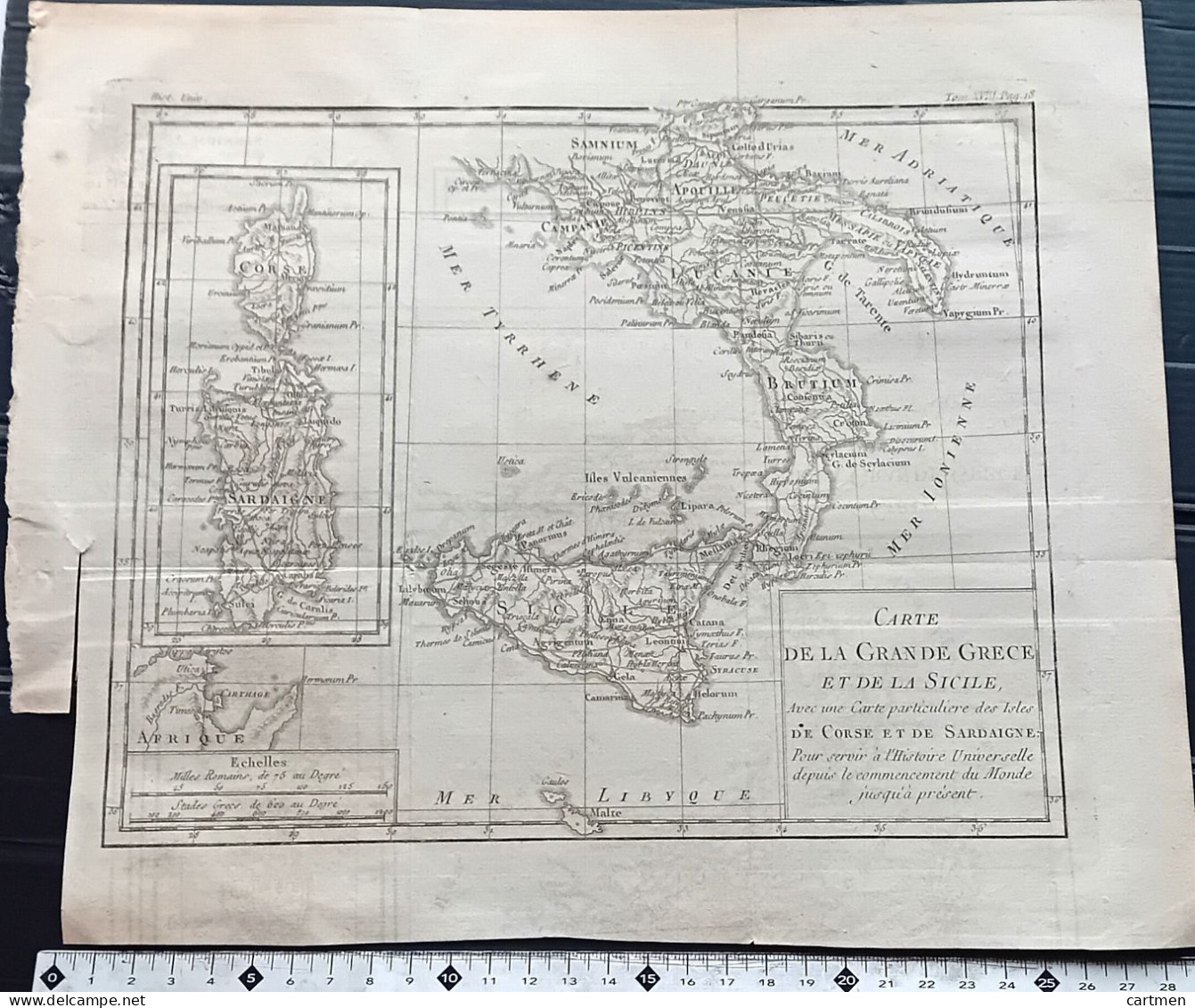 ATLAS MAP ITALIE GRANDE GRECE SICILE CARTE ANCIENNE MAP BRION DE LA TOUR 1780 - Cartes Géographiques