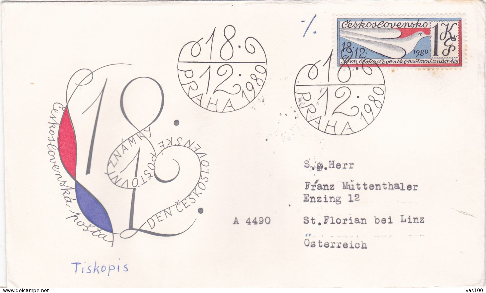 PEACE 1980 COVERS  FDC CIRCULATED Tchécoslovaquie - FDC