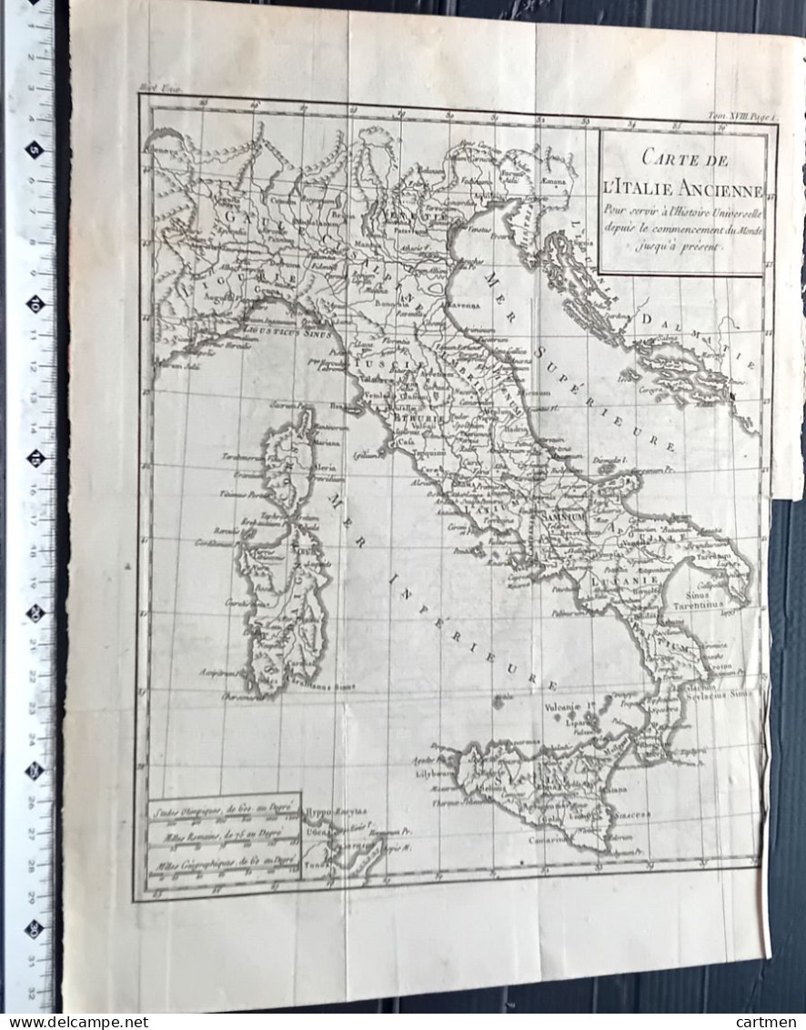 ATLAS MAP ITALIE ANCIENNE SICILE CARTE ANCIENNE MAP BRION DE LA TOUR 1780 - Cartes Géographiques