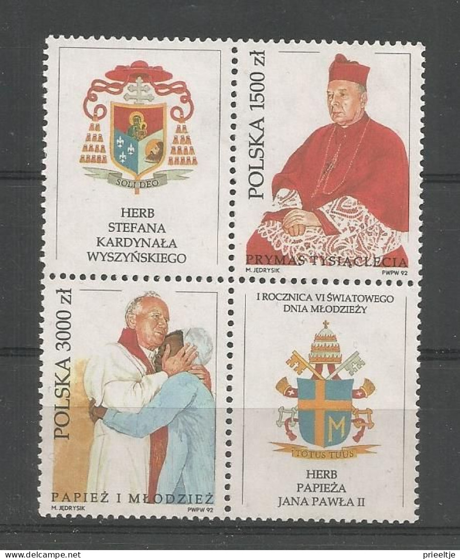 Poland 1992 Pope & Cardinal 4-block Y.T. 3189/3190 ** - Ongebruikt