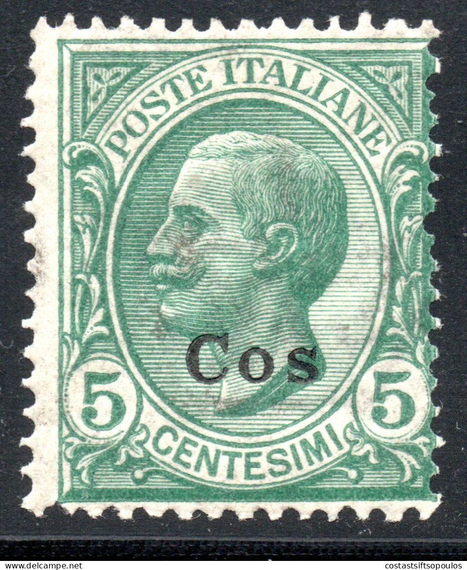 2364. GREECE, 1912 COS 5L. HELLAS 4 MNH - Dodécanèse